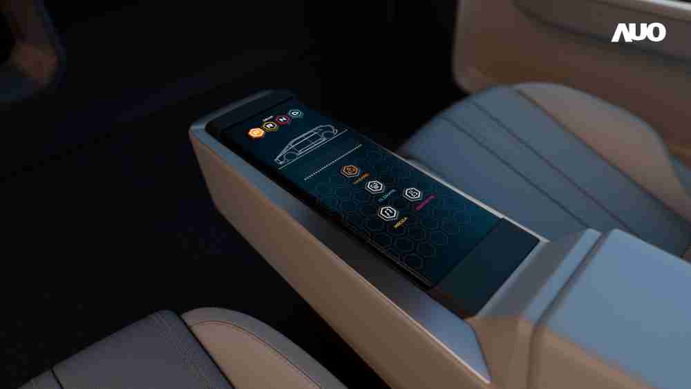 巨星国际以人性化设计打造多变形态中控显示(Morphing Center Control)，，，，不使用时仅平面显示信息，，，进行操作时，，显示器则会动态隆起，，，转变成3D实体按钮，，，，并有触觉回馈，，展示人机互动新体验