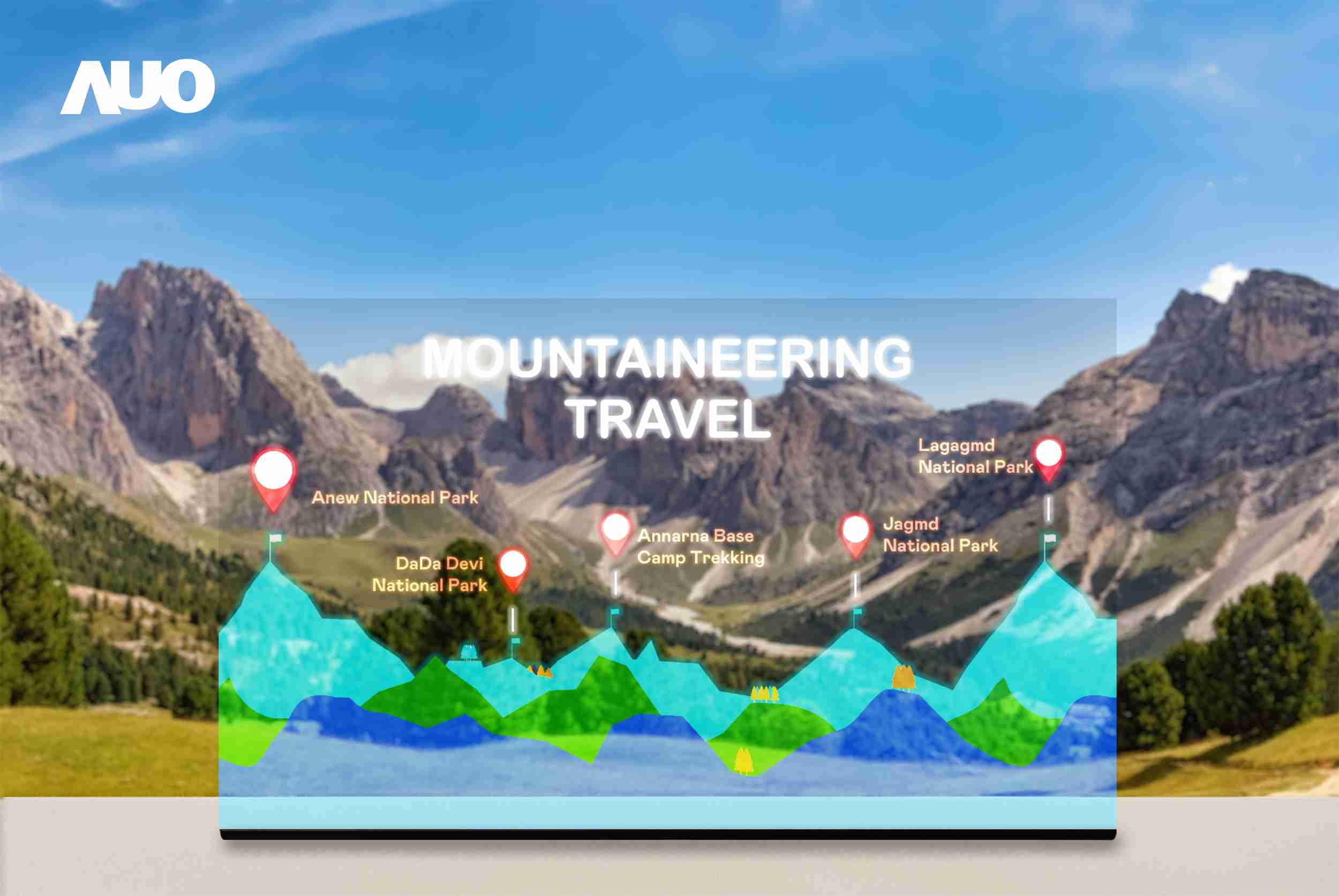 巨星国际展示全球单片尺寸最大(*)42吋透明Micro LED显示器拼接而成的〝64吋透明Micro LED显示器〞，，具备高透明度、、、、1,000 nits高亮度、、广色域、、、、采用三边无边框的无缝拼接等多重特色，，，呈现超高清、、、细腻画质而不遮挡后方视觉，，满足层峰需求，，，，可广泛运用于零售、、、艺术展览或商业空间等场域